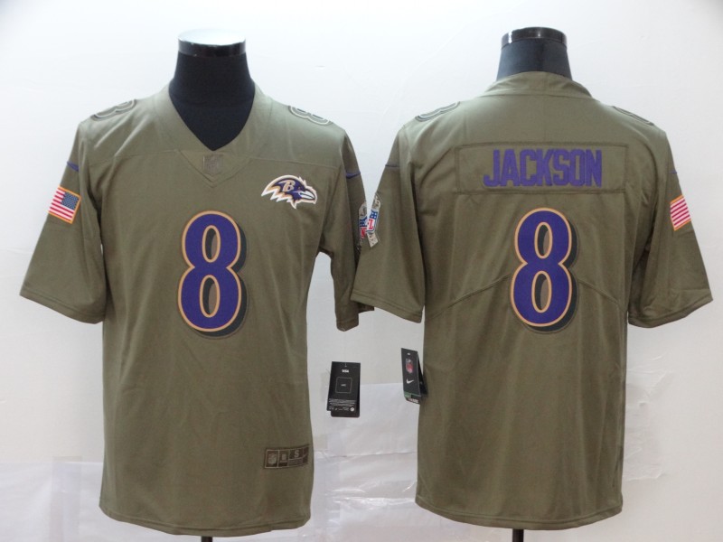 Men's Baltimore Ravens #8 Lamar Jackson Brown Jersey